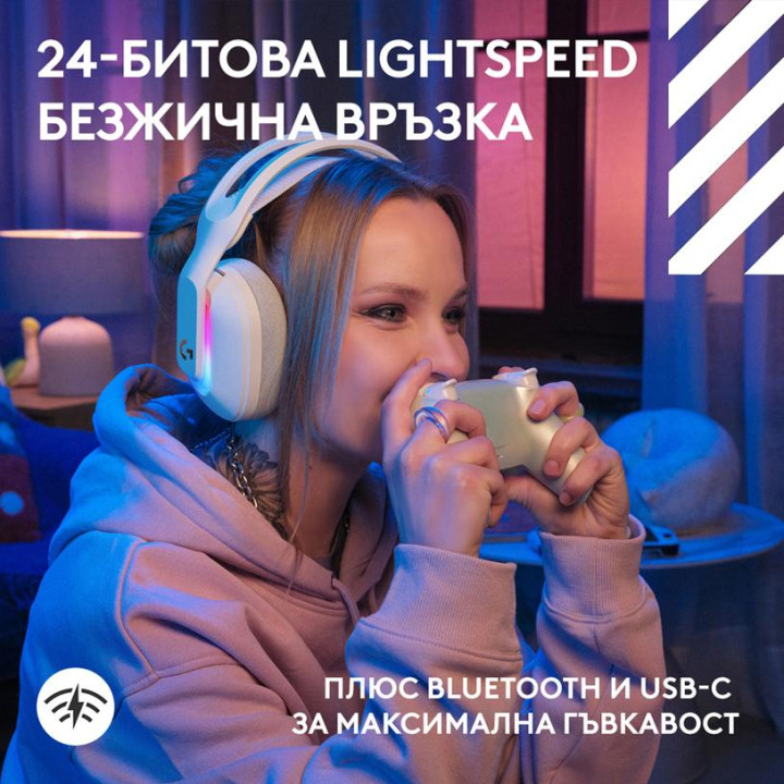 Геймърски безжични слушалки Logitech ASTRO A20 X Lightspeed, USB/Bluetooth, 20Hz-20kHz, микрофон, RGB Lightsync, бял - 939-00225