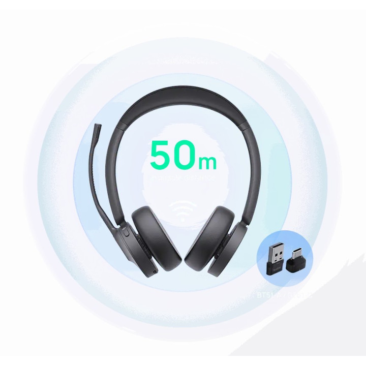 Безжични слушалки Yealink BH70 Dual Teams, Bluetooth, USB-C/A, с BT51C донгъл - 1208703 - 1