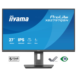 Монитор IIYAMA XB2797QSN-B1, 27" QHD IPS, 2560x1440, 75Hz, USB-C Docking 65W, VESA - 1