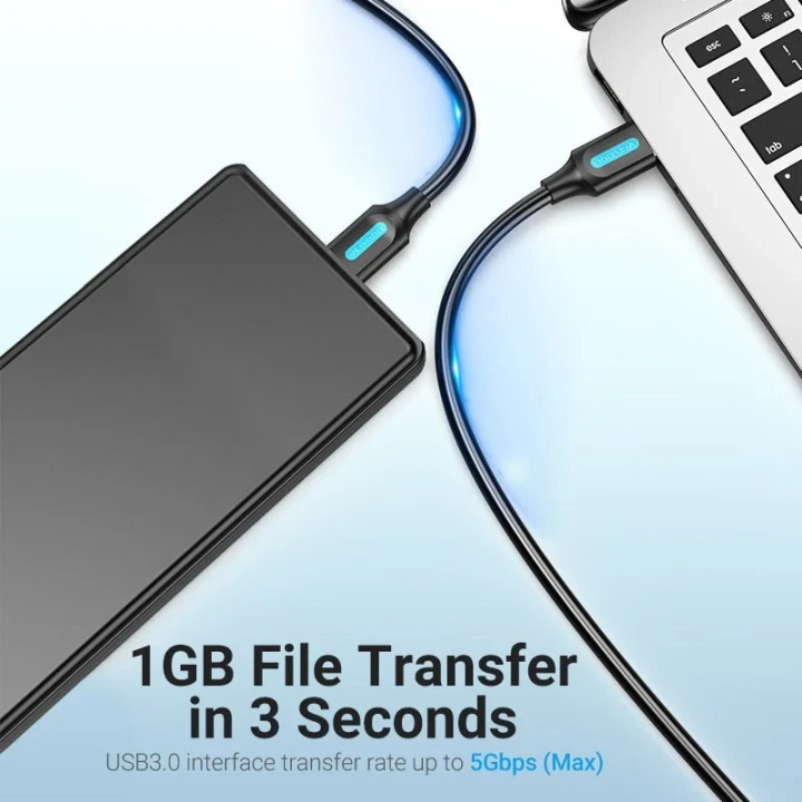 Кабел Vention USB 3.0 Type A (м) към Micro-B USB 3.0 (м), 0.25m, 5Gbps - COPBC - 4