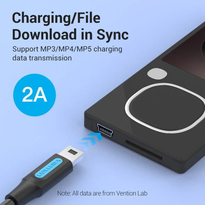 Кабел Vention USB 2.0 Type-C (м) към Mini USB 5pin (м), 0.5m, екраниран - COWBD - 5