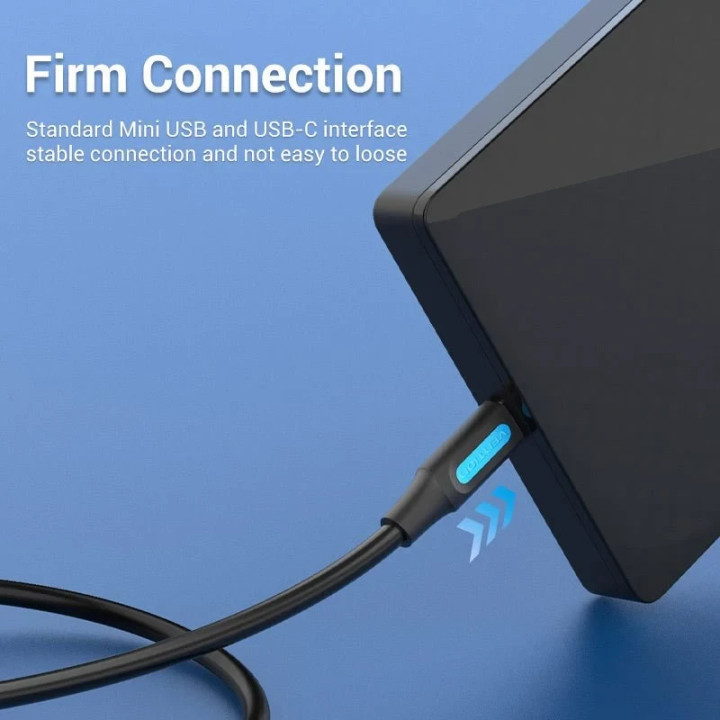 Кабел Vention USB 2.0 Type-C (м) към Mini USB 5pin (м), 0.5m, екраниран - COWBD - 8