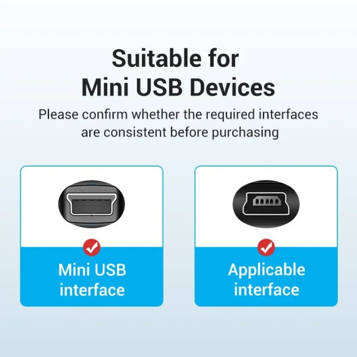 Кабел Vention USB 2.0 Type-C (м) към Mini USB 5pin (м), 0.5m, екраниран - COWBD - 11