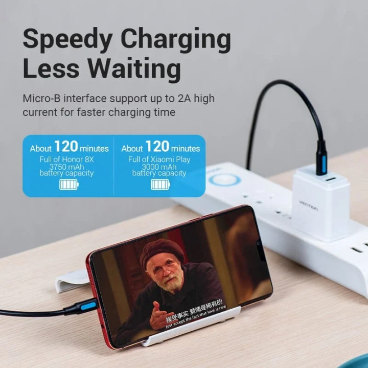 Кабел Vention USB 2.0 Type-C (M) към Micro USB (M), 0.5m, екраниран, 480Mb/s - COVBD - 5