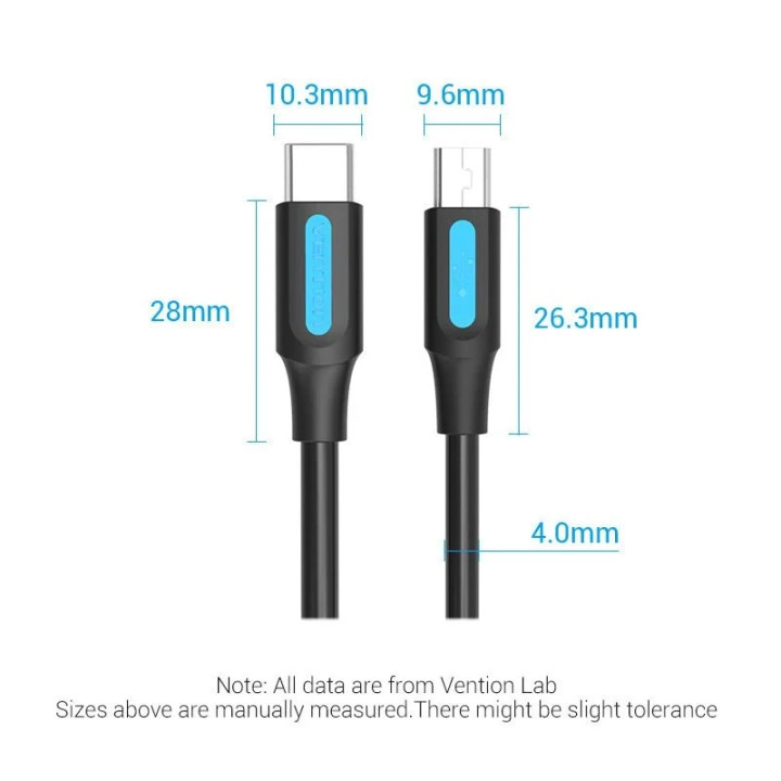 Кабел Vention USB 2.0 Type-C (м) към Mini USB 5pin (м), 0.5m, екраниран - COWBD - 14