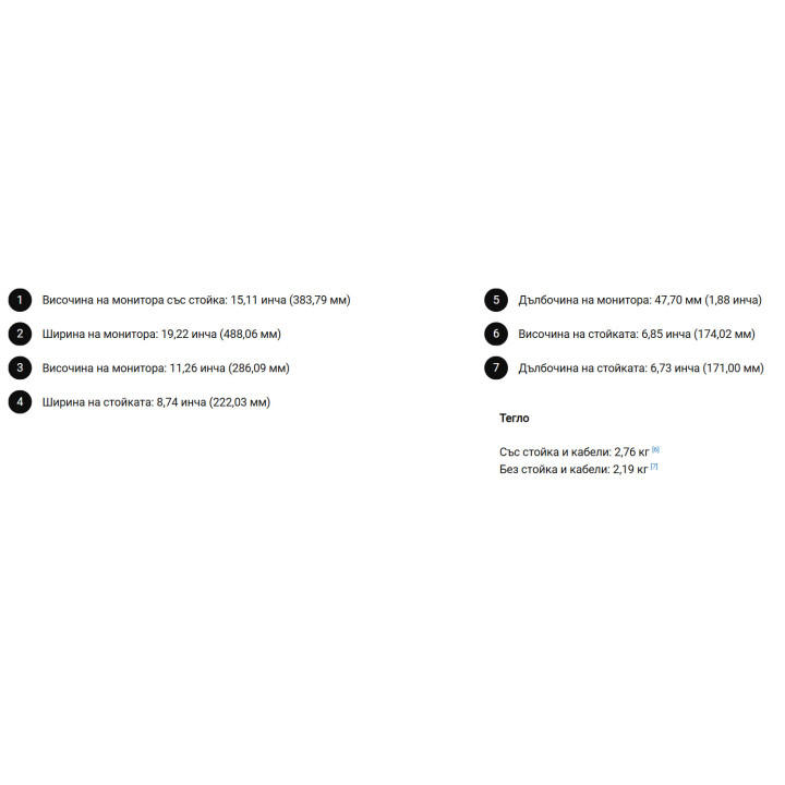 Монитор Dell Pro E2226H, 21.5" Full HD IPS 100Hz - 12