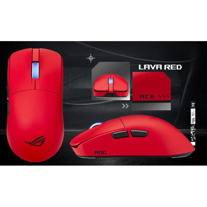 Безжична геймърска мишка ASUS ROG Harpe II Ace, 42000 DPI, Red - 90MP0490-BMUA20 - 2
