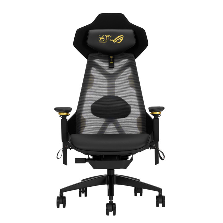 Геймърски стол ASUS ROG Destrier Ergo Edition 20, изкуствена кожа/текстил, регулируеми подлакътници, до 150kg - 90GC02C0-MSG010 