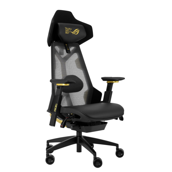Геймърски стол ASUS ROG Destrier Ergo Edition 20, изкуствена кожа/текстил, регулируеми подлакътници, до 150kg - 90GC02C0-MSG010 