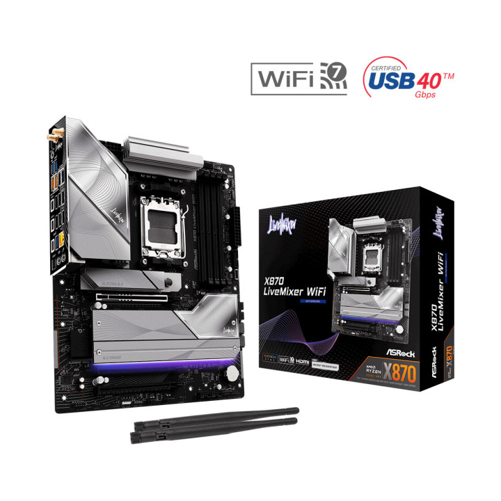Дънна платка ASRock X870 LiveMixer, WiFi 7, AM5, DDR5 - 1