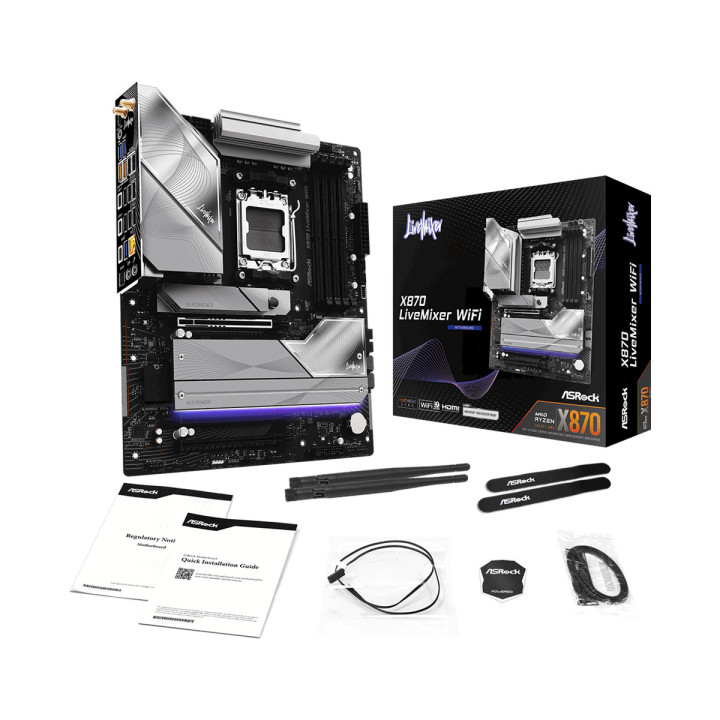 Дънна платка ASRock X870 LiveMixer, WiFi 7, AM5, DDR5 - 7