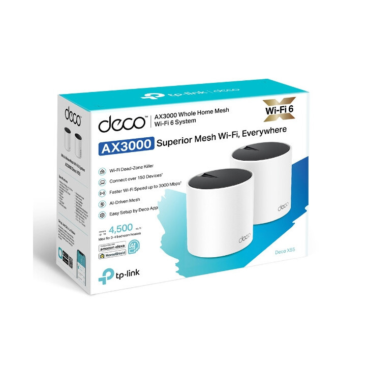 Mesh Wi-Fi система TP-Link Deco X55, AX3000, Wi-Fi 6, 2-pack - Deco X55(2-pack) - 2