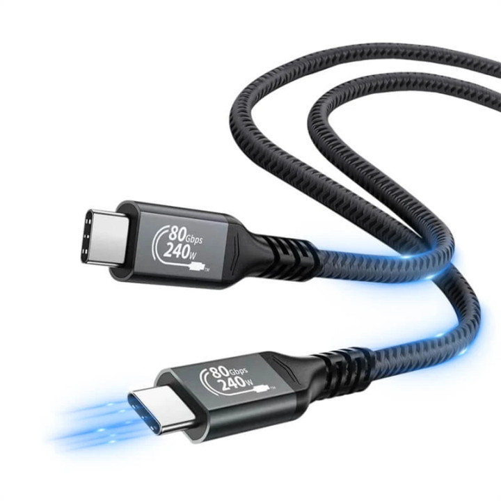 Кабел VCom Thunderbolt 5 / USB4 USB-C, 80Gbps, PD 240W, 1m - CU584M-1m - 3