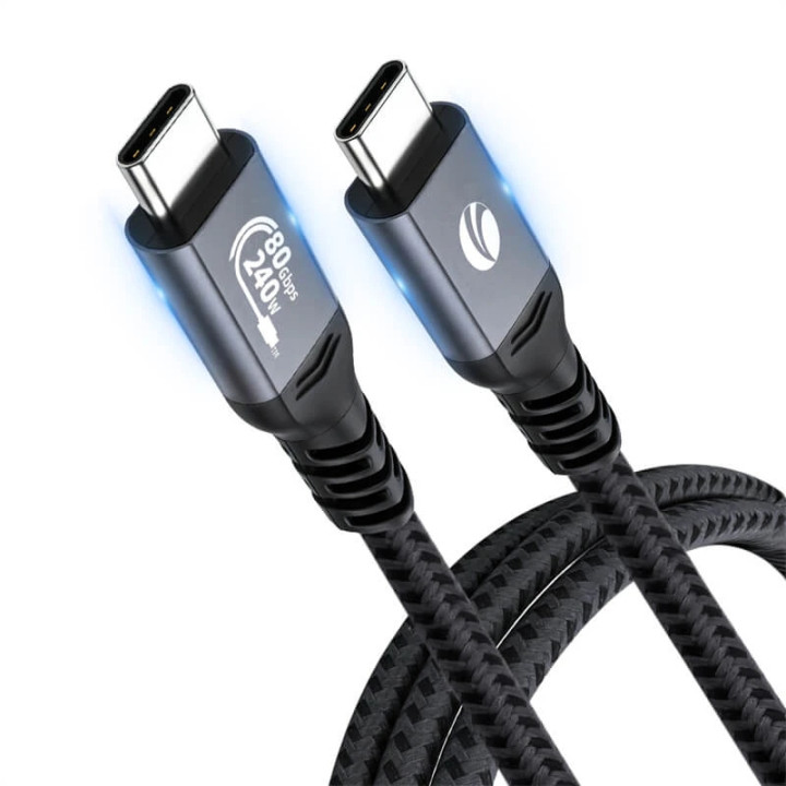 Кабел VCom Thunderbolt 5 / USB4, USB-C към USB-C, 80Gbps, PD 240W, 0.3m - CU584M-0.3m - 1