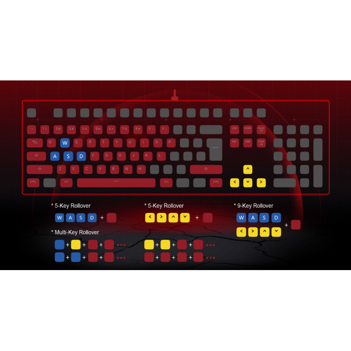 Полу-механична геймърска клавиатура Bloody B230N, USB, LED подсветка, макро бутони - B230N-BL - 11