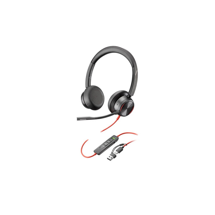 Слушалки HP Poly Blackwire 8225, USB-C, Stereo, Active Noise Cancelling, с микрофон - 8X223AA - 1