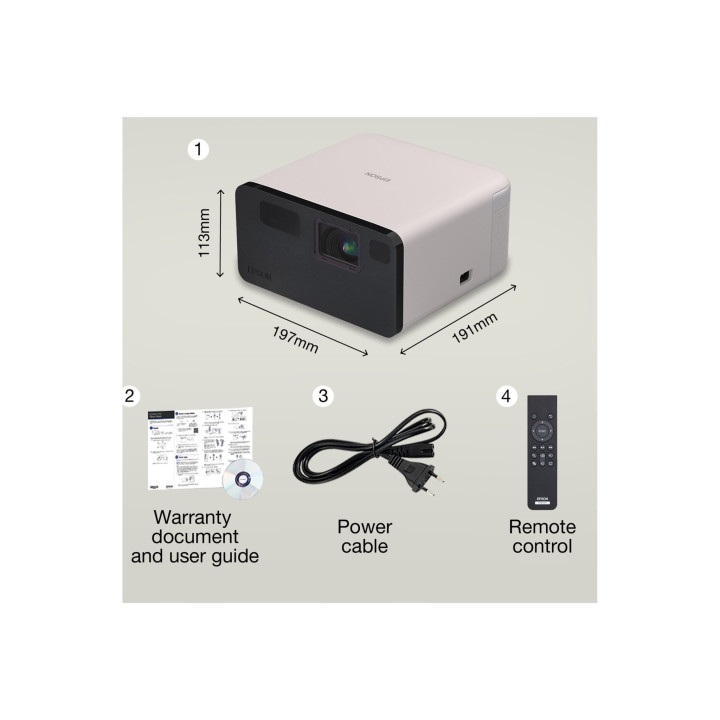 Проектор Epson EF-21W, Laser 3LCD, Full HD (1920x1080), 1000 lm, 5000000:1, HDMI/USB, Google TV, Бял - V11HB35040 - 2