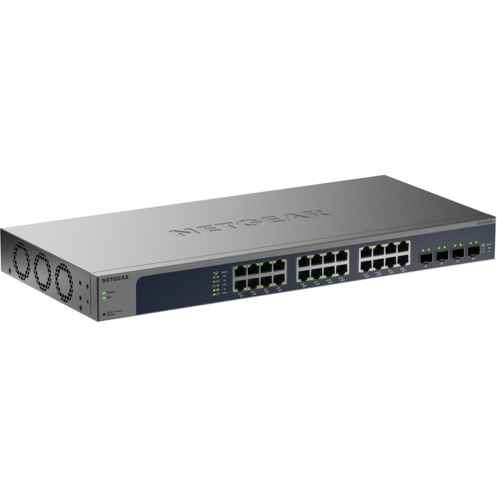 Мрежов суич NETGEAR XS724EM, 24-port 10G Multi-Gigabit Smart Managed, 24x 100M/1G/2.5G/5G/10GBase-T + 4x 10G SFP+ - XS724EM-200E