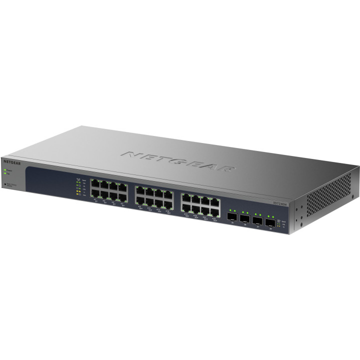 Мрежов суич NETGEAR XS724EM, 24-port 10G Multi-Gigabit Smart Managed, 24x 100M/1G/2.5G/5G/10GBase-T + 4x 10G SFP+ - XS724EM-200E