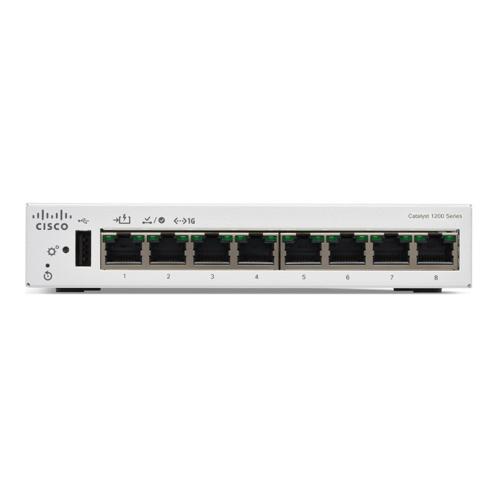 Суич CISCO Catalyst 1200, 8-port GE Desktop PoE, Layer 3 Smart Switch - C1200-8T-D - 2