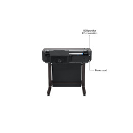 Широкоформатен принтер HP DesignJet T650, 24" (61cm), 2400x1200dpi, Цветен мастиленоструен, Wi-Fi, USB, LAN, Резачка - 5HB08D#B1
