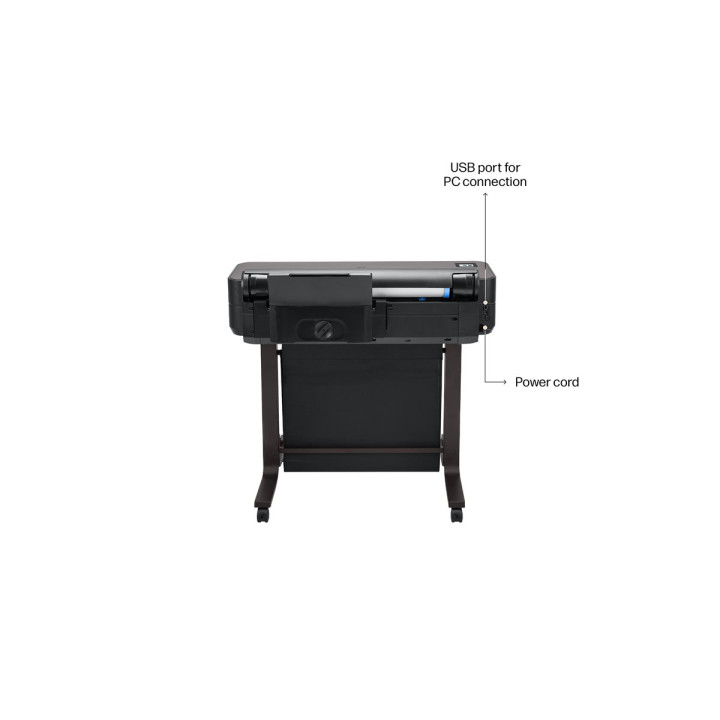 Широкоформатен принтер HP DesignJet T650, 24" (61cm), 2400x1200dpi, Цветен мастиленоструен, Wi-Fi, USB, LAN, Резачка - 5HB08D#B1