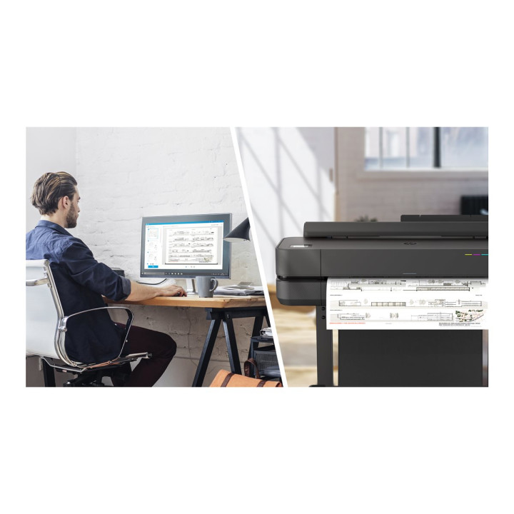 Широкоформатен принтер HP DesignJet T650, 36" (91.4cm), 2400x1200 dpi, 4-цветен мастилено-струен, Wi-Fi, LAN, USB - 5HB10D#B19 -