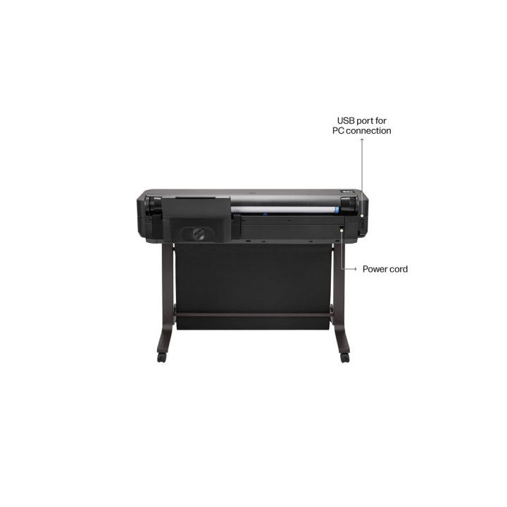 Широкоформатен принтер HP DesignJet T650, 36" (91.4cm), 2400x1200 dpi, 4-цветен мастилено-струен, Wi-Fi, LAN, USB - 5HB10D#B19 -
