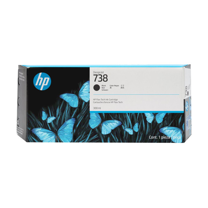 Мастилена касета HP DesignJet 738, Black 300ml - 498N8A - 1