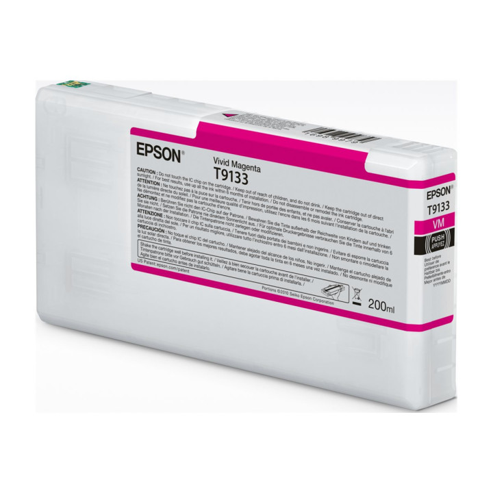 Мастилена касета Epson UltraChrome HDX T9133, Vivid Magenta 200ml - C13T91330N - 1