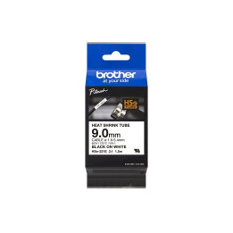 Термосвиваща лента Brother HSE, 9mm x 1.5m, черно на бяло - HSE221E - 1