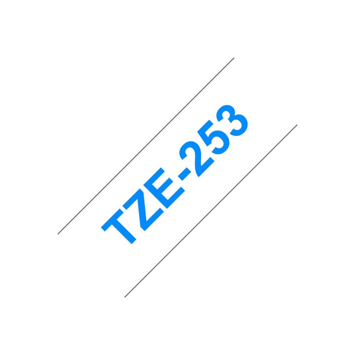 Лента Brother P-Touch TZE, 24mm x 8m, синьо върху бяло - TZE253 - 3