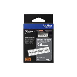 Ламинирана лента Brother TZe-S, 24mm Black on Clear,Extra Strength Adhesive - TZES151 - 1