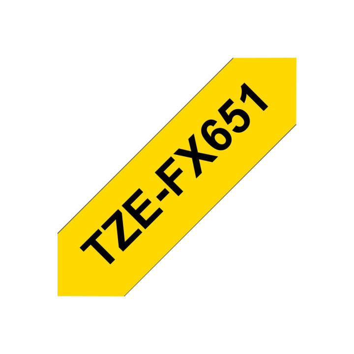 Лента Brother P-Touch TZE-FX651, 24mm x 8m, черно върху жълто - TZEFX651 - 2
