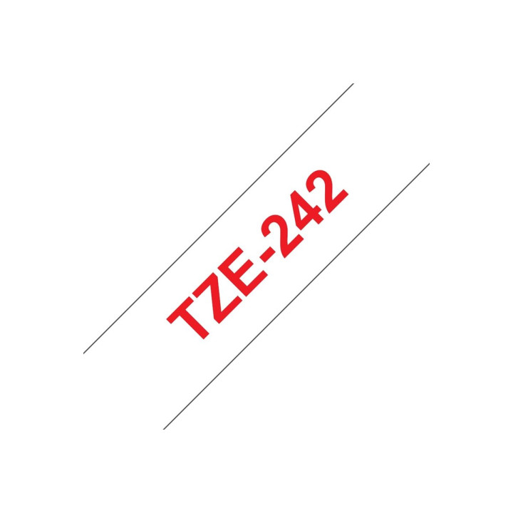 Лента Brother P-Touch TZe, 18mm x 8m, червен текст/бял фон, ламинирана - TZE242 - 2