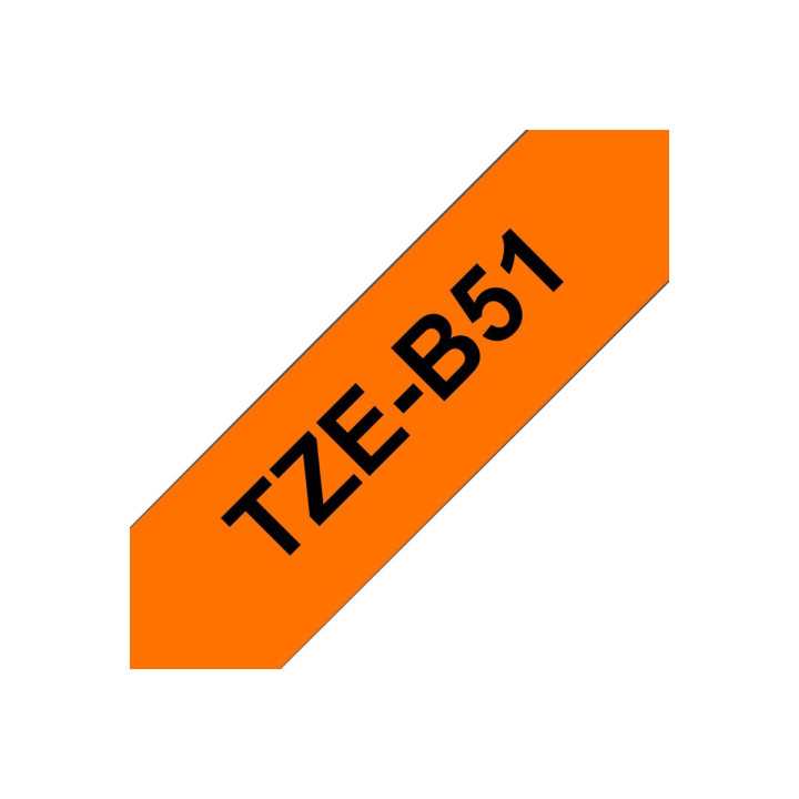 Лента Brother P-Touch TZE, 24mm черно върху неоново оранжево - TZEB51 - 2
