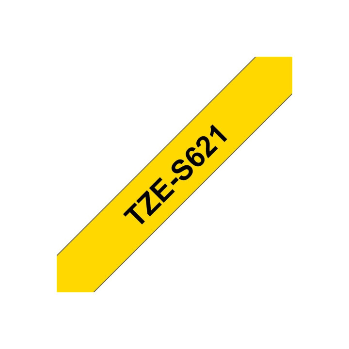 Ламинирана лента Brother P-Touch TZE-S621, 9mm x 8m, черно върху жълто,Extra Strength adhesive - TZES621 - 3