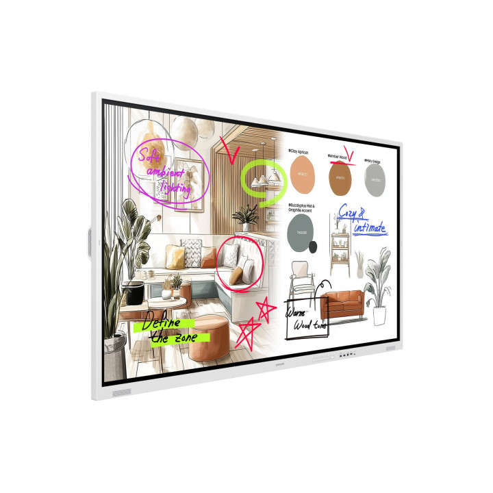 Интерактивен дисплей Samsung Flip 5 Pro WM75FX, 75" UHD 3840x2160 VA, тактилен инфрачервен 20-точков сензор, 450 cd/m², Tizen OS