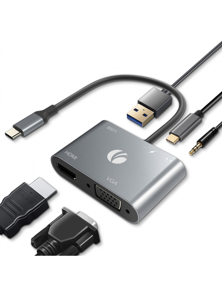Докинг станция  VCom Type-C Power Distribution 3.0 100W - HDMI, Type-C x 1, USB3.0 - CU4511