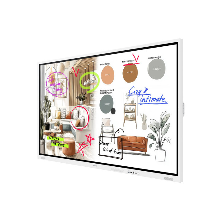 Интерактивен дисплей Samsung Flip 5 Pro WM85FX, 85" 4K UHD VA тъч панел, 450 cd/m², 20-точков инфрачервен мултитъч, Tizen OS 9.0