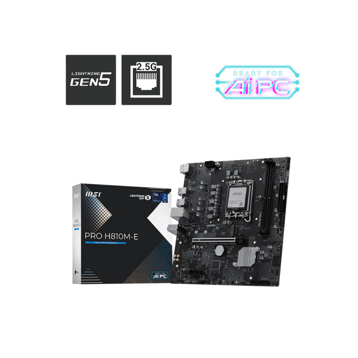 Дънна платка MSI PRO H810M-E, LGA 1851, Intel H810, 2x DDR5, 1x M.2, 4x SATA, mATX - 1