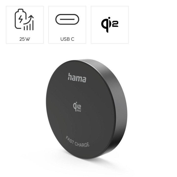 Безжично зарядно устройство HAMA Qi2, 25W, бързо зареждане, универсално, черно - HAMA-201767 - 7