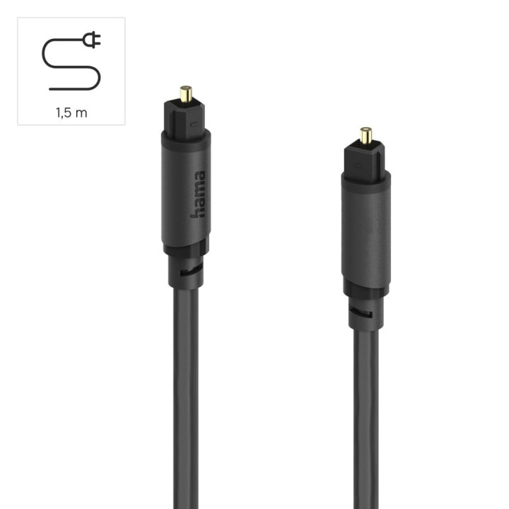 Аудио оптичен кабел HAMA Toslink ODT, 1.5м, Черен - HAMA-202016 - 2