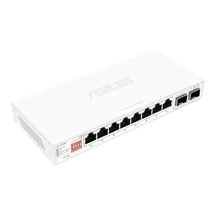 Суич ASUS QG-U1080, 8x 2.5Gbps RJ-45, 1x 10Gb SFP+, 16K MAC адреси - 90IG0A00-MO3B00 - 2