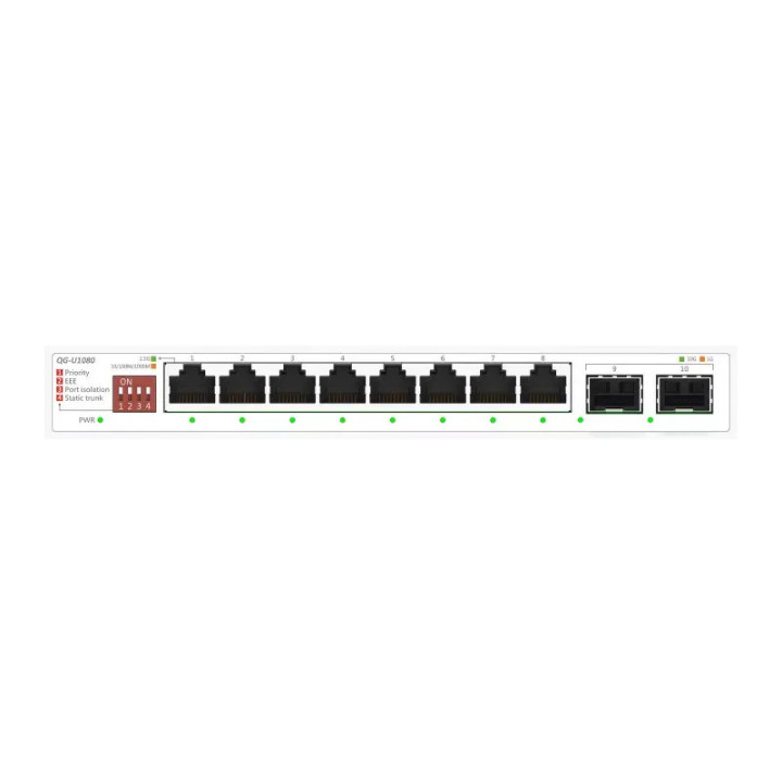 Суич ASUS QG-U1080, 8x 2.5Gbps RJ-45, 1x 10Gb SFP+, 16K MAC адреси - 90IG0A00-MO3B00 - 3