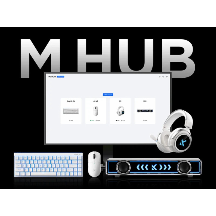 Безжична геймърска мишка MCHOSE A5 V3, 26000 dpi, PAW3395, 8000Hz, Omron Mechanical Switch, Bluetooth/USB, 56g, Черна - HW-A5V3-