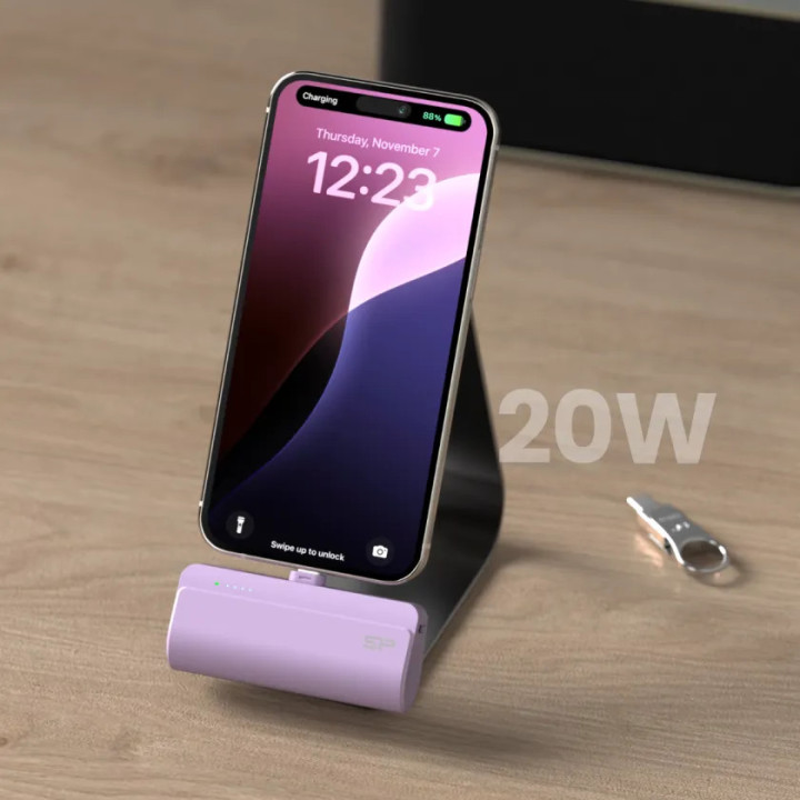 Външна батерия Silicon Power QD50, 5000mAh USB-C, Лилав - SP5K0MAPBKQD500U - 3