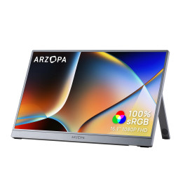 Преносим монитор Arzopa Z1C, 16.1" Full HD IPS, 60Hz, 16:9, 300 cd/m2, USB-C, Mini HDMI, Сив - ARZOPA-Z1C-GREY - 1