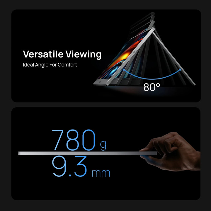 Преносим монитор Arzopa Z1C, 16.1" Full HD IPS, 60Hz, 16:9, 300 cd/m2, USB-C, Mini HDMI, Сив - ARZOPA-Z1C-GREY - 7
