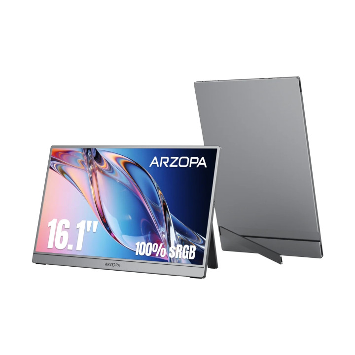 Преносим монитор Arzopa Z1C, 16.1" Full HD IPS, 60Hz, 16:9, 300 cd/m2, USB-C, Mini HDMI, Сив - ARZOPA-Z1C-GREY - 8